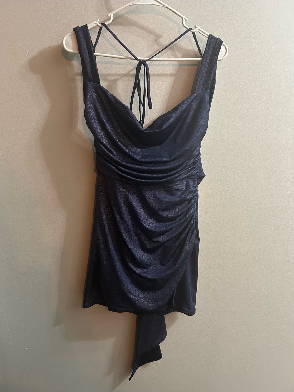 Lucy in the Sky Navy Blue Cowl Neck Dress